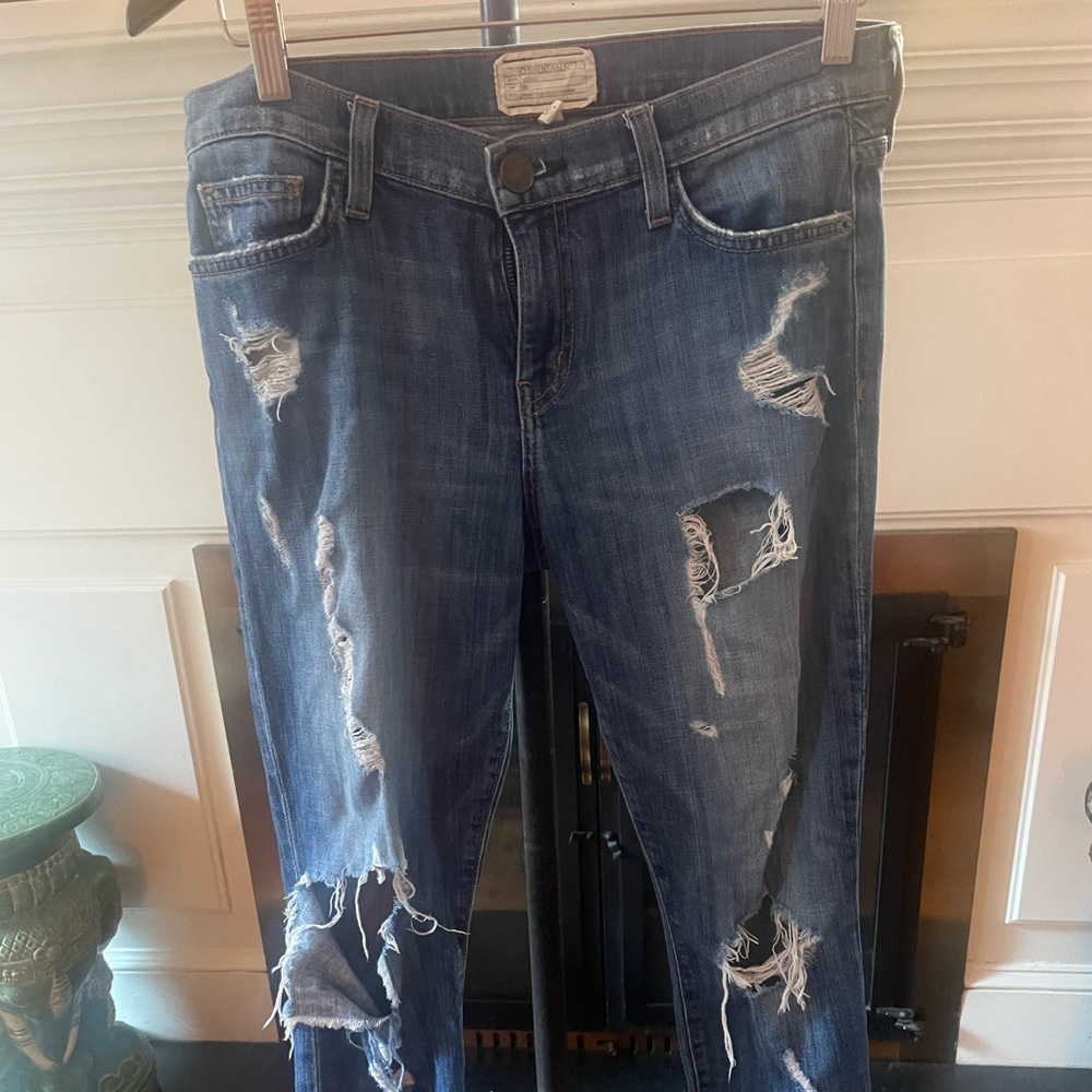 Current/Elliott "The Stiletto" Jodie Shredded heavily distressed jeans size 28